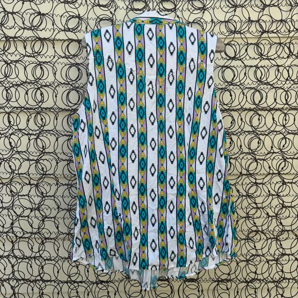 Wrangler Retro Sleeveless Southwestern Turquoise Pearl Snap Shirt XL - Picture 5 of 7